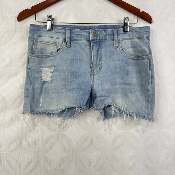 Mossimo Mid Rise Stretch Distressed Denim Cut Off Shorts Size 10 - Picture 2 of 5